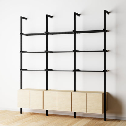 Modular Shelving Units - Aluminum Shelves and Wood Cabinets