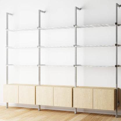 Modular Shelving Units - Aluminum Shelves and Wood Cabinets