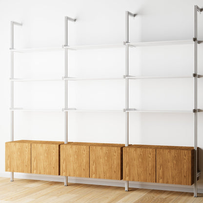 Modular Shelving Units - Aluminum Shelves and Wood Cabinets