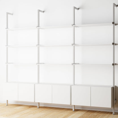 Modular Shelving Units - Aluminum Shelves and Wood Cabinets