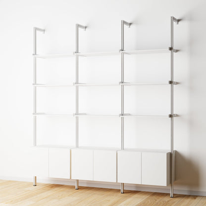 Modular Shelving Units - Aluminum Shelves and Wood Cabinets