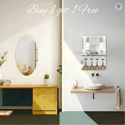 Combo of Oval Shape & Square Shape Mirror (Pack of 2)