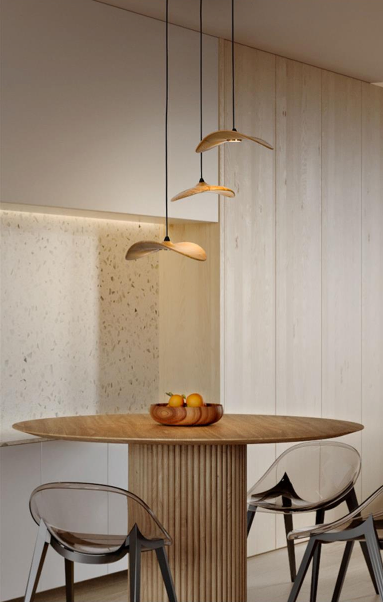 Kintsu Wood Wabi Sabi Japandi Pendant Light Chandelier