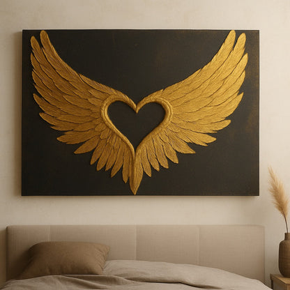 Angel Wings Wall Art – Heart Shaped Wing Design for Bedroom & Living Room Décor