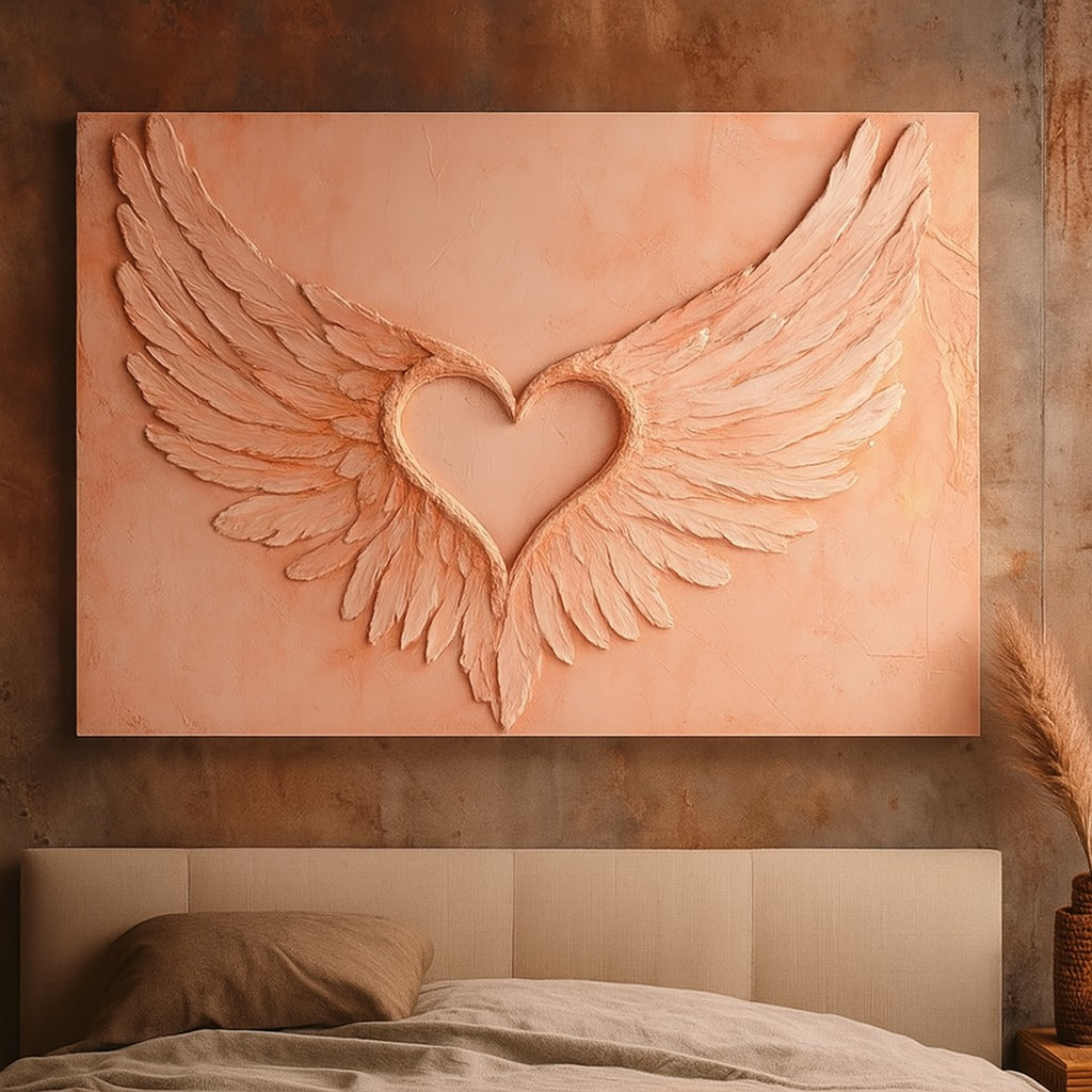 Angel Wings Wall Art – Heart Shaped Wing Design for Bedroom & Living Room Décor
