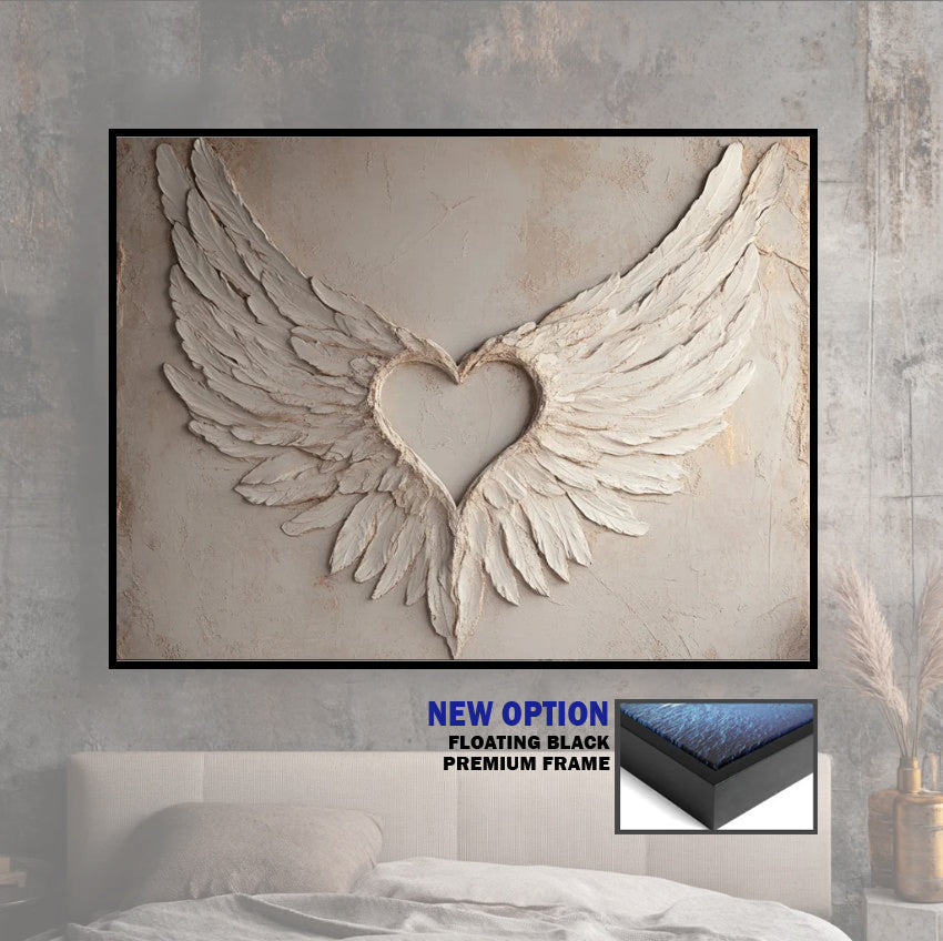 Angel Wings Wall Art – Heart Shaped Wing Design for Bedroom & Living Room Décor