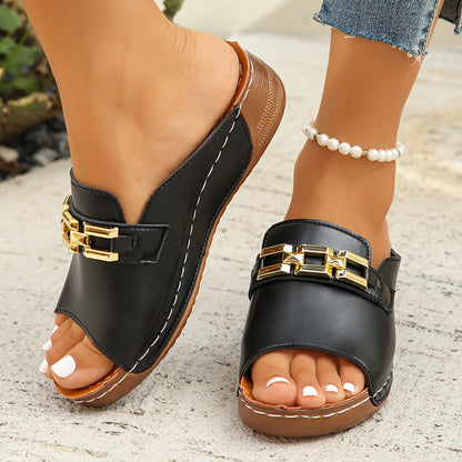 Romy™ Gold-Link Slide Sandals