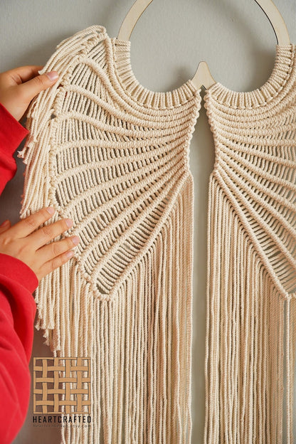 Angel Wings Macrame, Angel Wings Decor, Macrame Leaves, Witchy Gift, Witch Decorations, Baby Goth Nursery, Gothic Sign,Witchy Room Decor W53