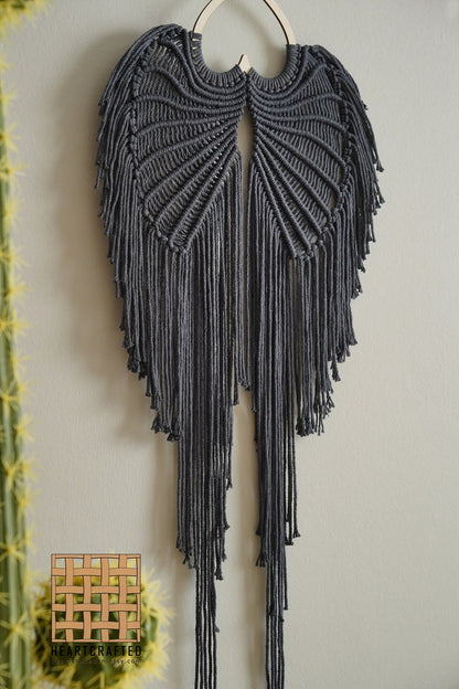 Angel Wings Macrame, Angel Wings Decor, Macrame Leaves, Witchy Gift, Witch Decorations, Baby Goth Nursery, Gothic Sign,Witchy Room Decor W53
