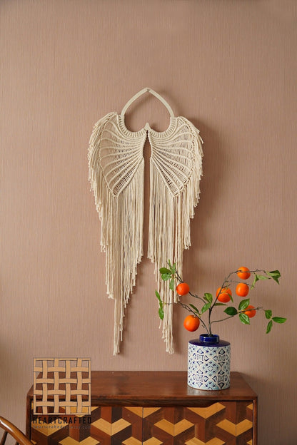 Angel Wings Macrame, Angel Wings Decor, Macrame Leaves, Witchy Gift, Witch Decorations, Baby Goth Nursery, Gothic Sign,Witchy Room Decor W53