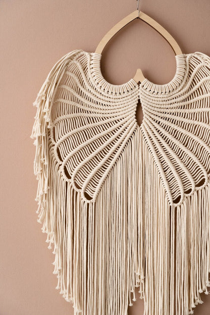 Angel Wings Macrame, Angel Wings Decor, Macrame Leaves, Witchy Gift, Witch Decorations, Baby Goth Nursery, Gothic Sign,Witchy Room Decor W53