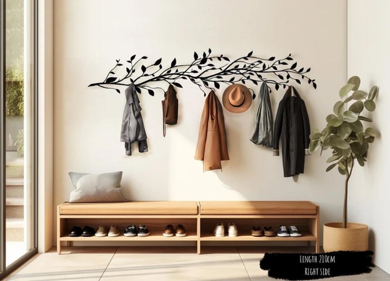 Large Tree Branch Metal Coat Rack: Modern Wall Mounted Organizer