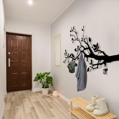 Large Metal Coat Rack, Tree Hooks Decor, Wall Mounted Coat Hanger Rack, Entryway Wall Art, Tree Metal Wall Decor, Farmhouse Industrial Decor