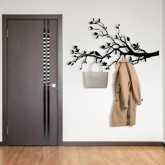 Large Metal Coat Rack, Tree Hooks Decor, Wall Mounted Coat Hanger Rack, Entryway Wall Art, Tree Metal Wall Decor, Farmhouse Industrial Decor