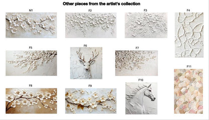 White Blossom Oil Painting 3D Textured Floral Wall Art Original Handmade Nature Artwork Large Minimalist Wall Decor Modern Bedroom Wall Art