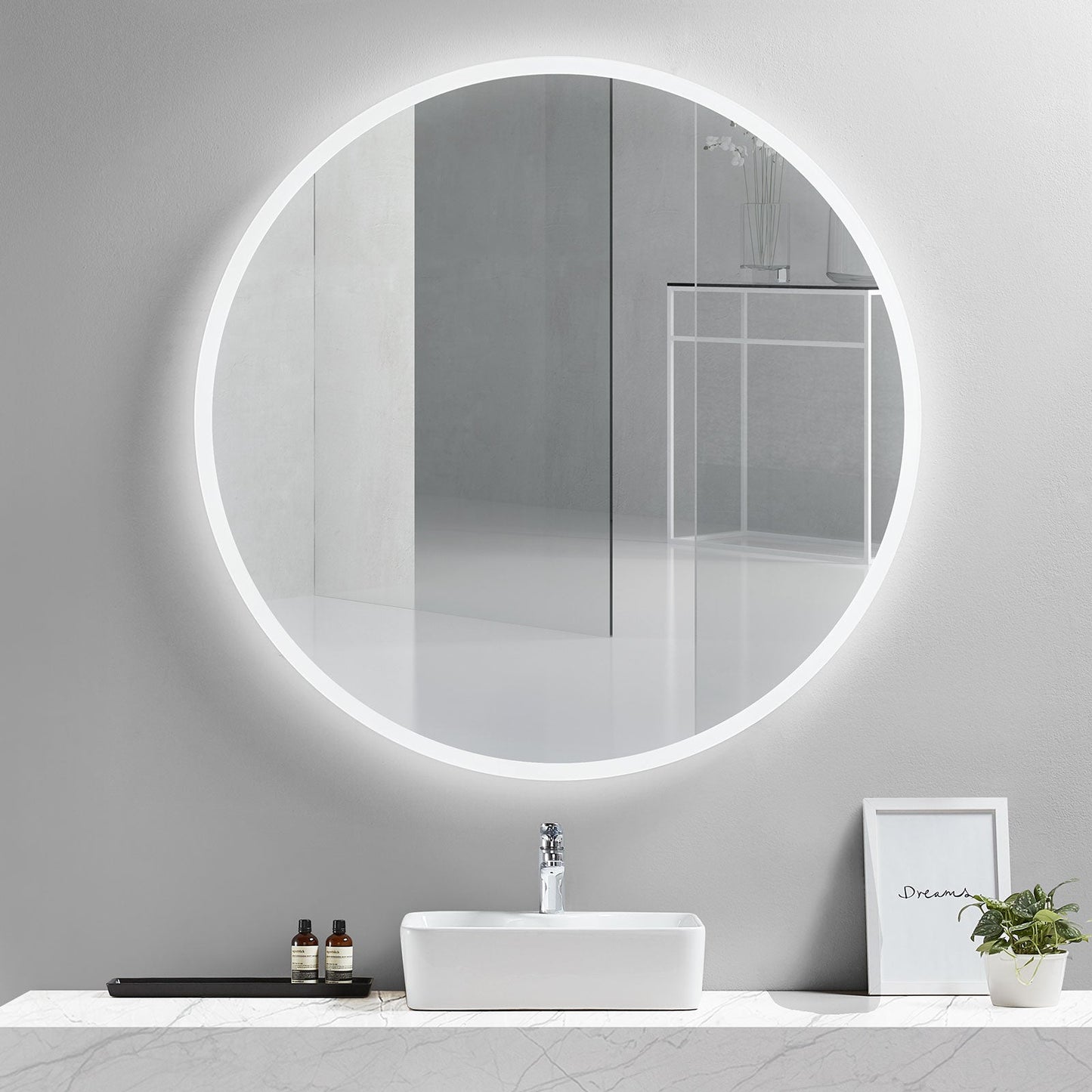 Luna Round Lighted Bathroom Vanity Mirror