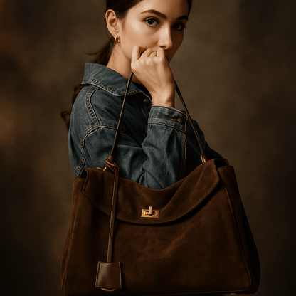 Moira Bag – Genuine Suede Tote & Full Grain Leather Lining